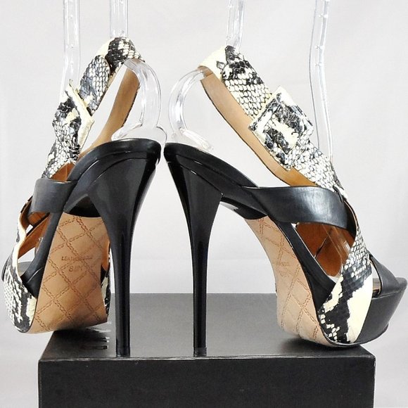 NIB$695 L.A.M.B. Echo Snakeskin Platform Sandals Stiletto Heels Slingback 8.5 - Picture 14 of 14